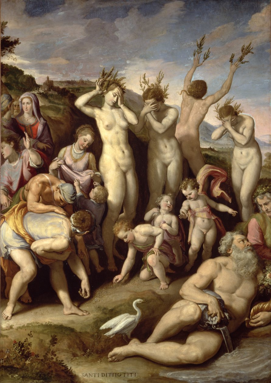 As Irmãs de Phaethon, 1572 (óleo sobre ardósia) de Santi di Tito