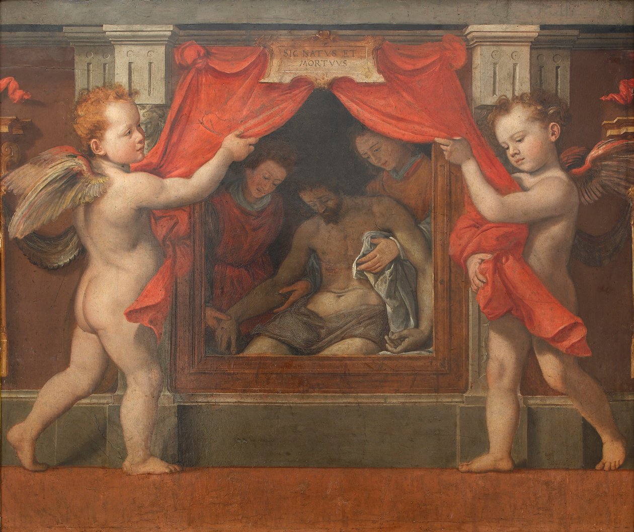 Pietà com dois querubins, ca 1576. de Santi di Tito