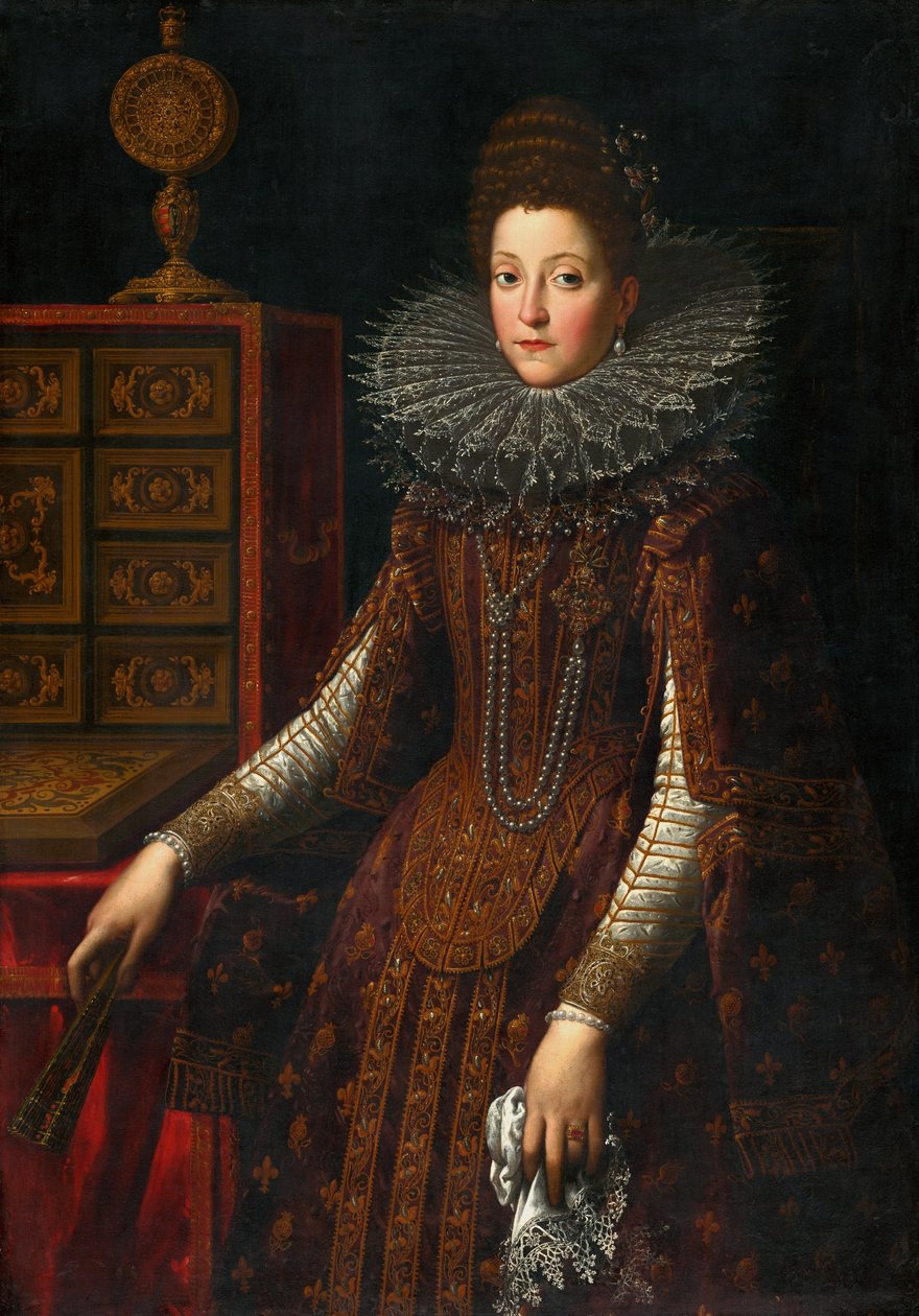 Eslovaco: Retrato de uma senhora com um fato rico Retrato de Maria de Médicis. de Santi di Tito