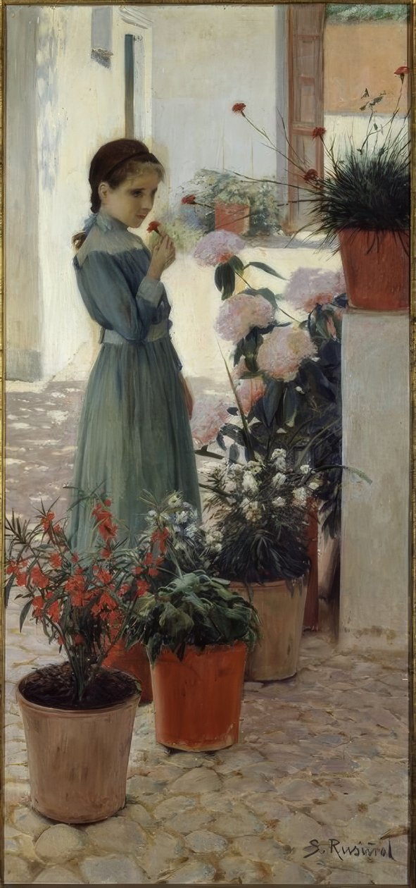 Flores. A rapariga com o cravo de Santiago Rusiñol