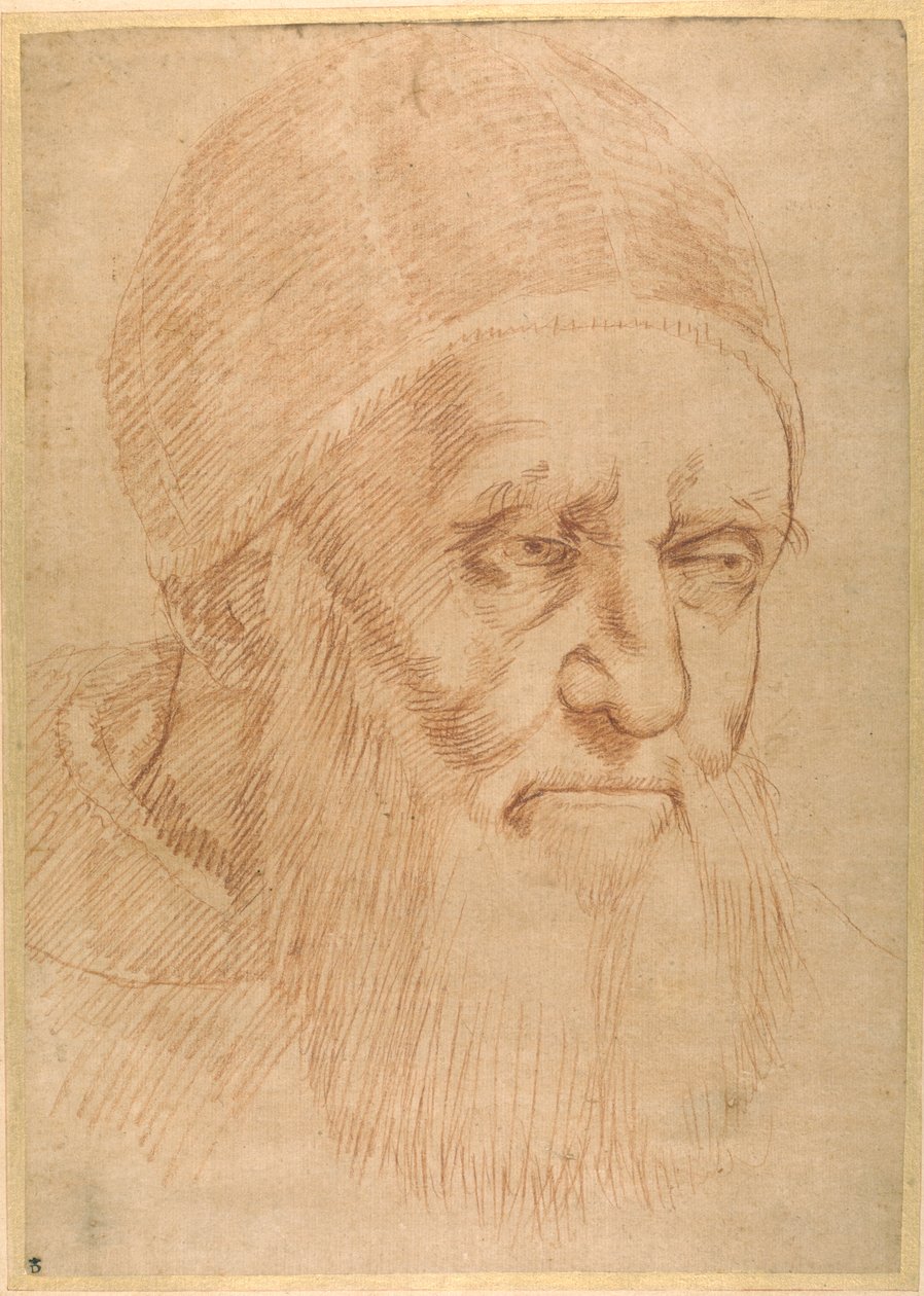 Papa Júlio II, depois de um desenho animado de Rafael (giz vermelho sobre papel fino oleado) de Sanzio of Urbino (follower of) Raphael