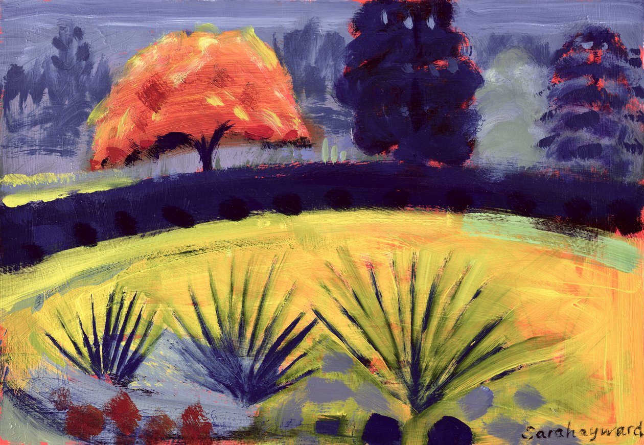 Jardim Botânico, Outono (óleo no cartão) de Sara Hayward