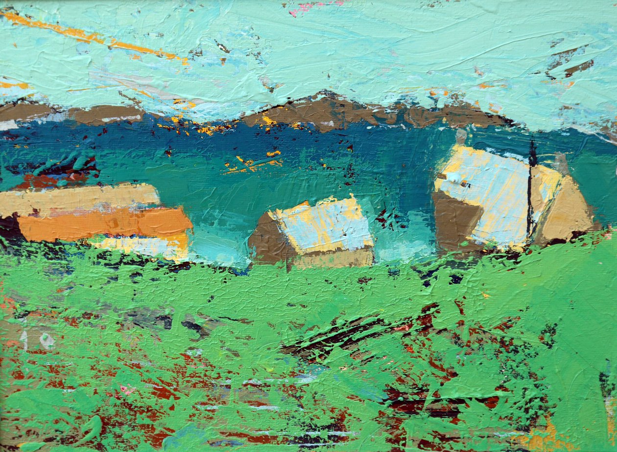 Farmstead Iona (acrílico sobre tela) de Sara Hayward