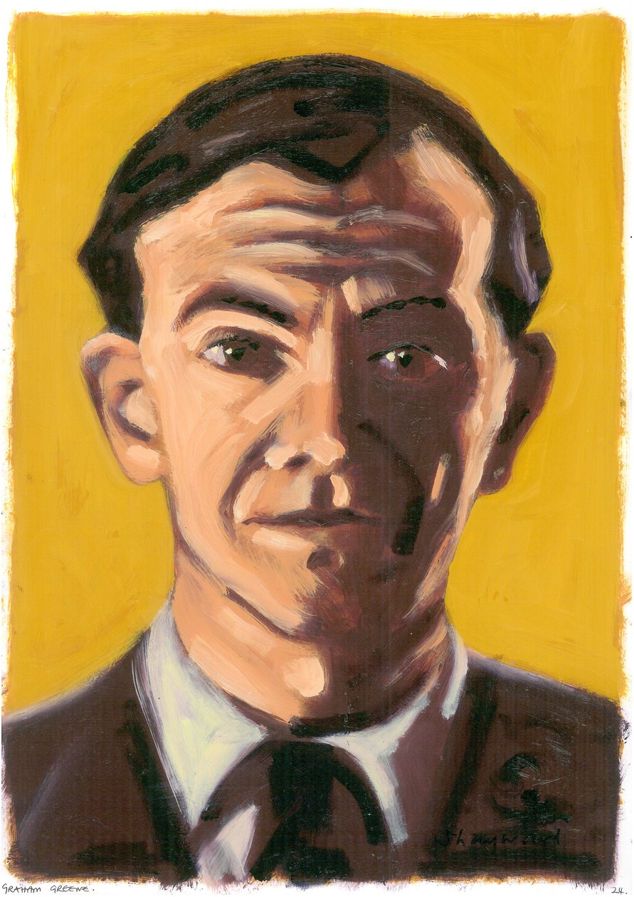 Graham Greene, 2008 (óleo sobre papel) de Sara Hayward