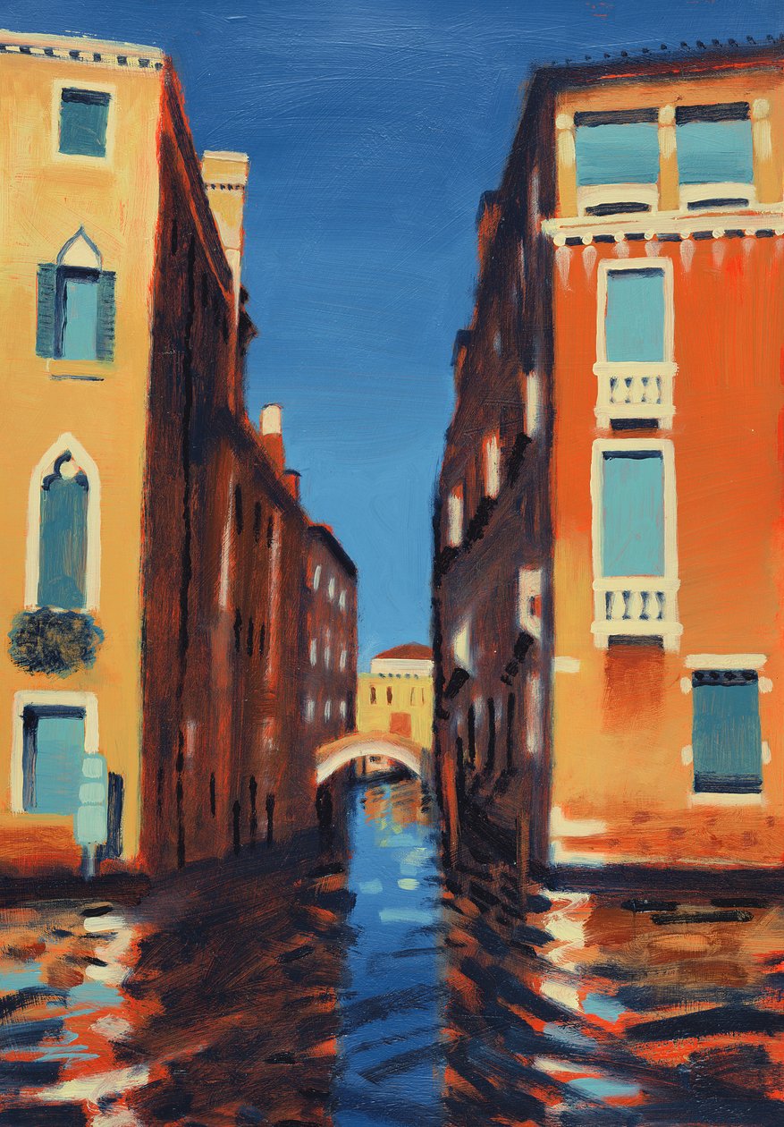 Rio del Duca, Veneza (óleo no cartão) de Sara Hayward