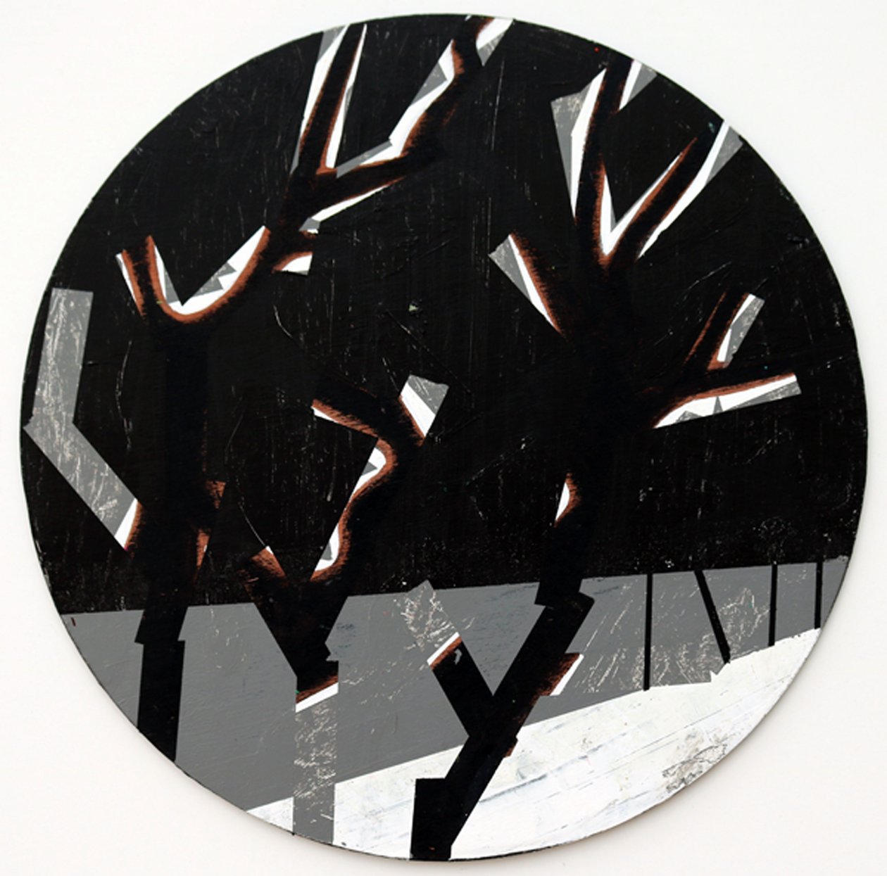 Twixt Heaven & Earth I-B (acrílico sobre tábua circular) de Sara Hayward