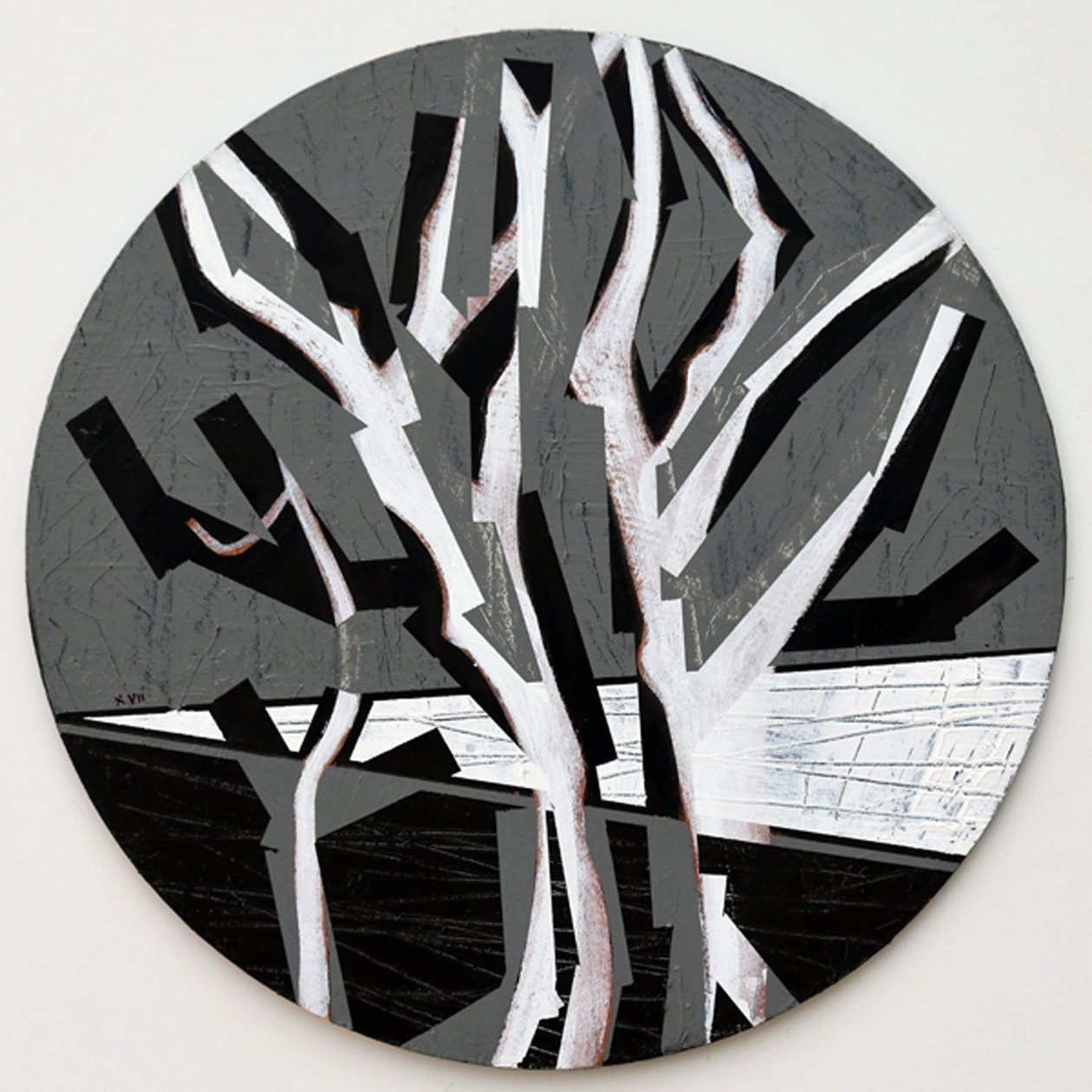 Twixt Heaven & Earth XVII-B (acrílico sobre tábua circular) de Sara Hayward