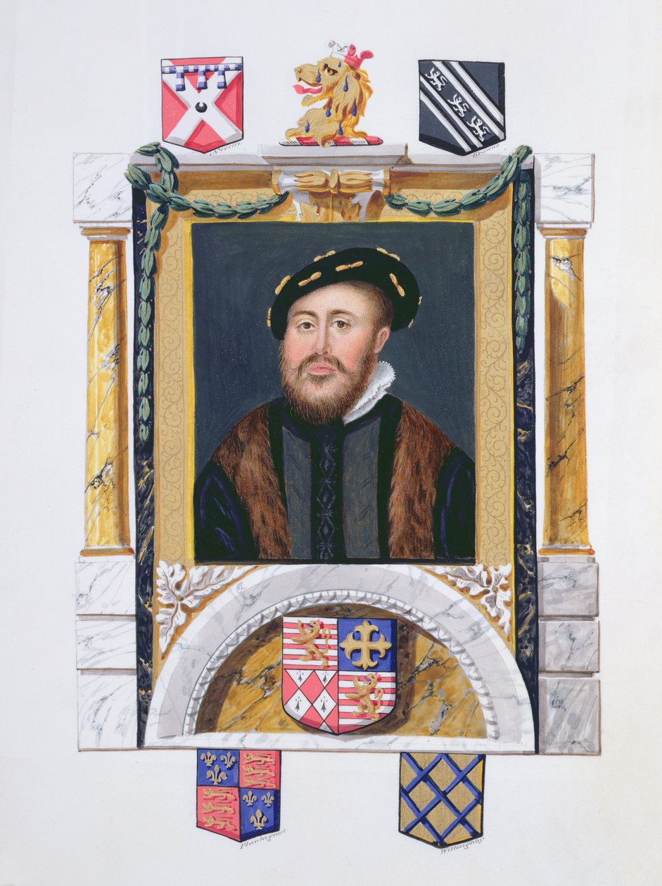 Retrato de Charles Brandon (1488-1545) Duque de Suffolk como um jovem (wc e guache sobre papel) de Sarah Countess of Essex