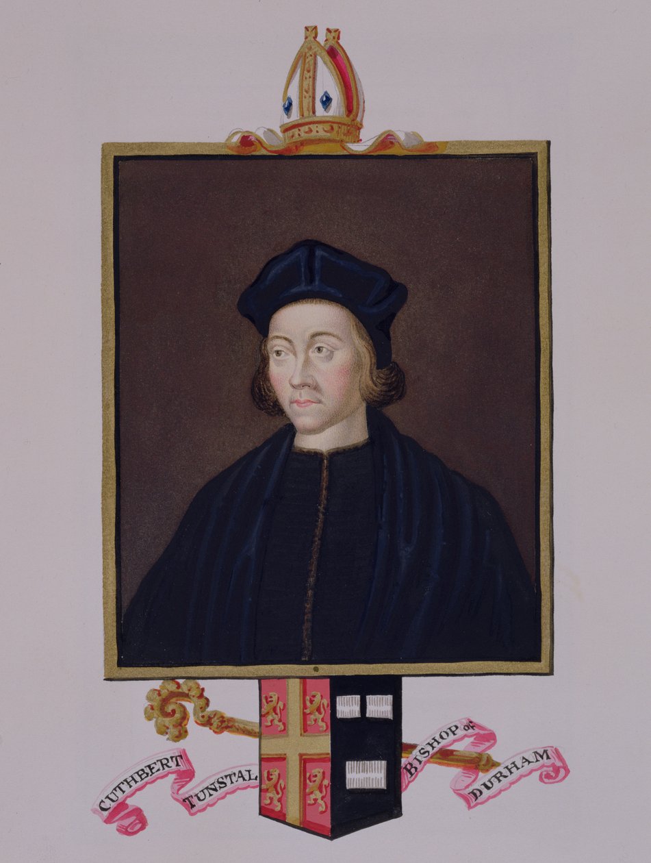 Retrato de Cuthbert Tunstall (1474-1559) Bispo de Durham de &39;Memórias do Tribunal da Rainha Elizabeth&39;, publicado em 1825 (wc e guache sobre papel) de Sarah Countess of Essex