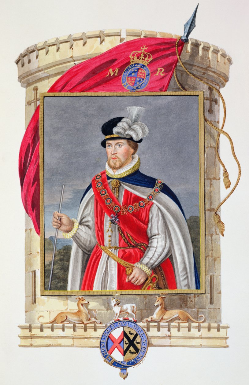 Retrato de John Dudley (1502-53) Duque de Northumberland de &39;Memórias do Tribunal da Rainha Elizabeth&39;, publicado em 1825 (wc e guache sobre papel) de Sarah Countess of Essex