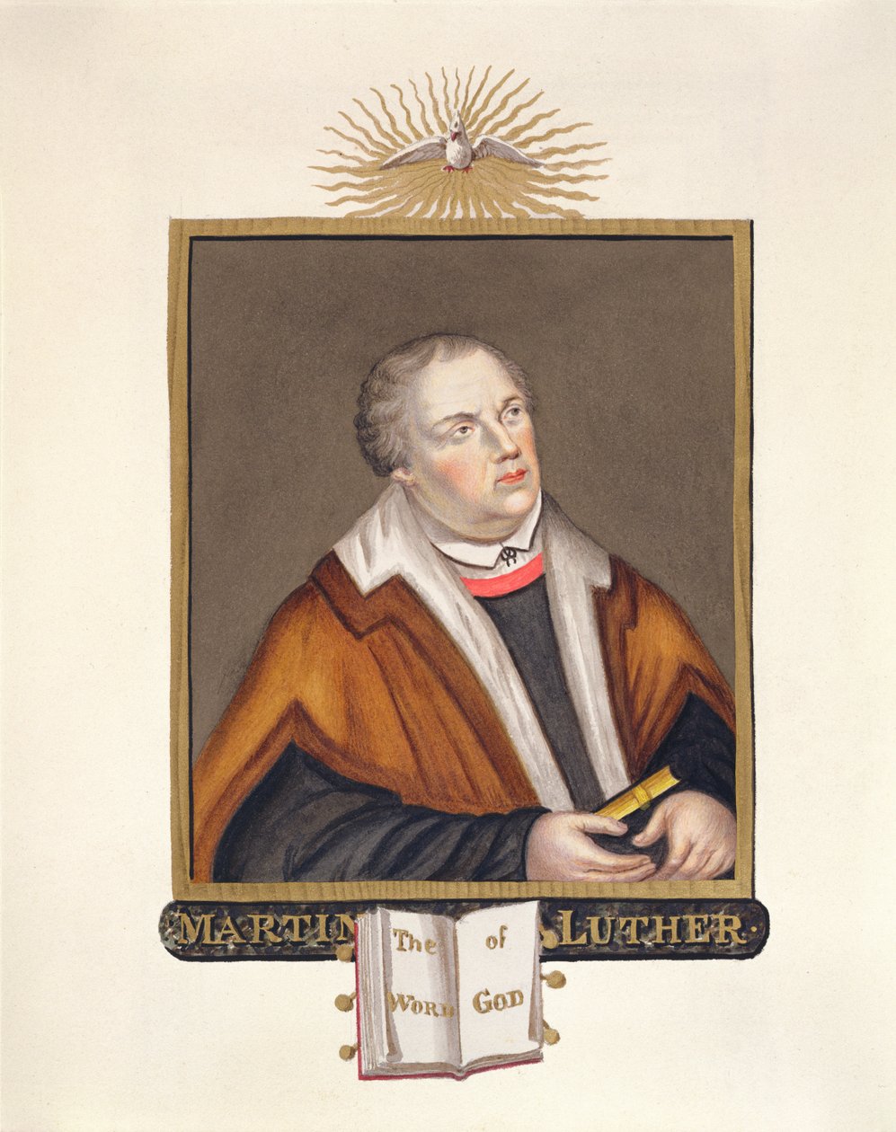 Retrato de Martinho Lutero (1483-1546) de &39;Memórias do Tribunal da Rainha Elizabeth&39;, publicado em 1825 (wc e guache sobre papel) de Sarah Countess of Essex