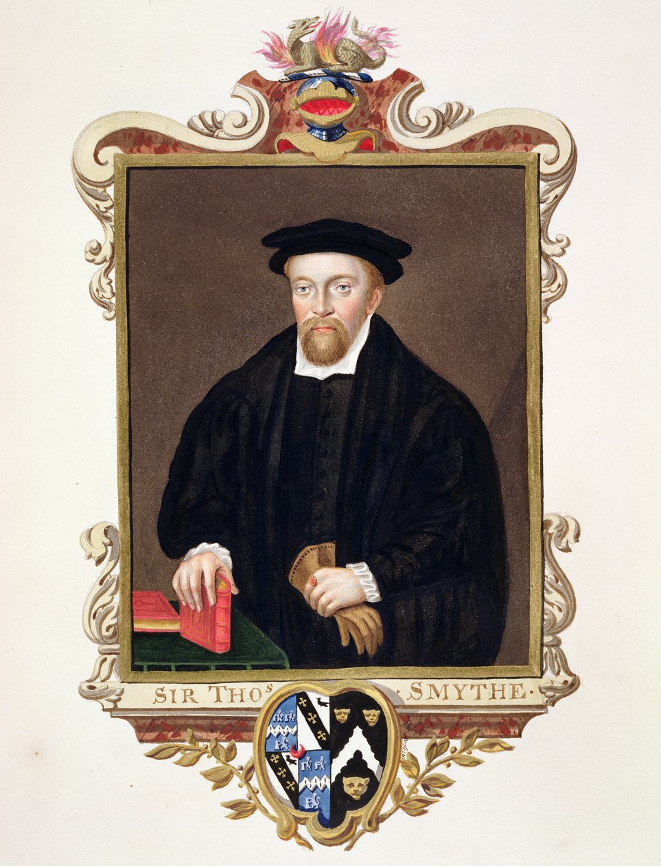 Retrato de Sir Thomas Smythe (c.1558-1625) de &39;Memórias do Tribunal da Rainha Elizabeth&39;, publicado em 1825 (wc e guache sobre papel) de Sarah Countess of Essex