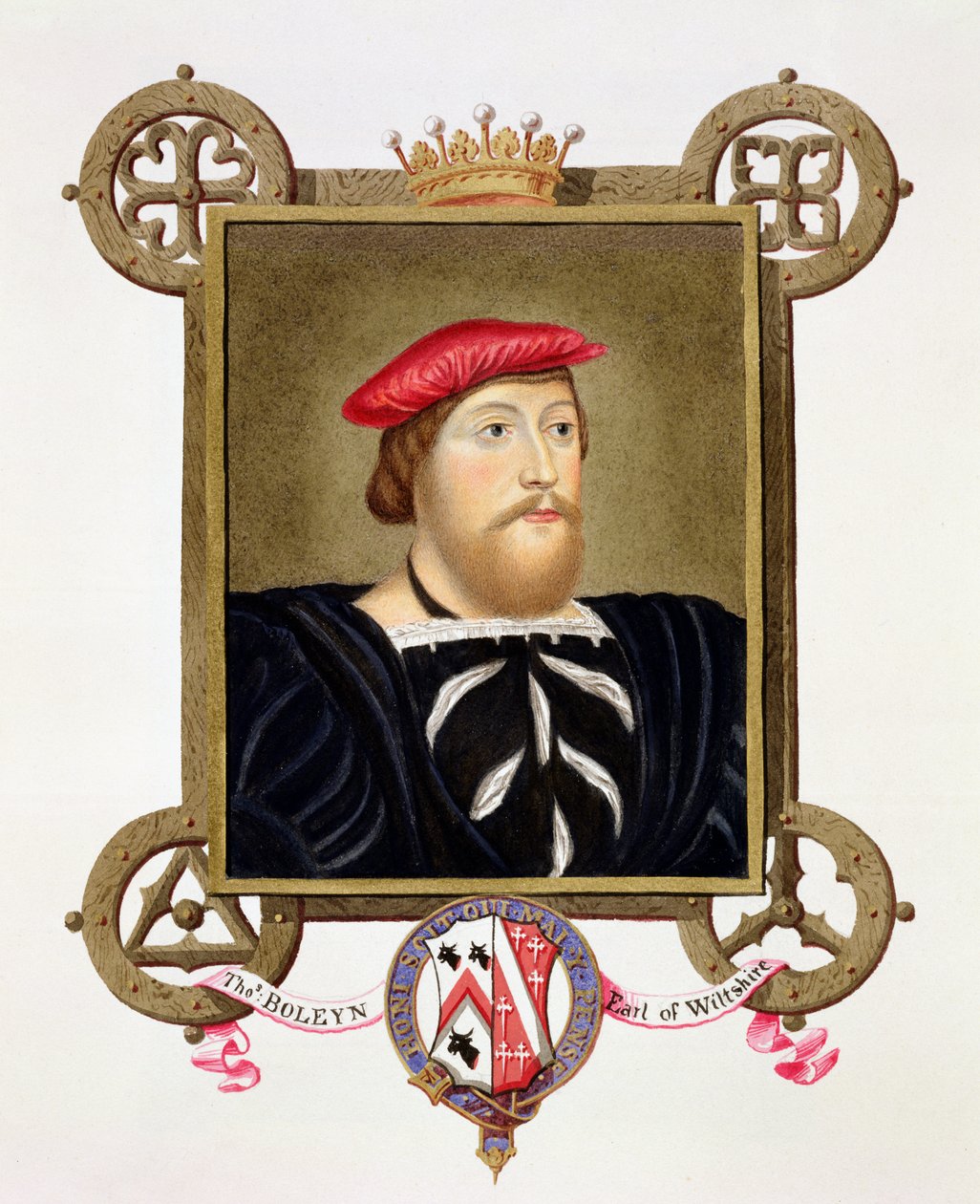 Retrato de Thomas Bolena (1477-1539) Conde de Wiltshire de &39;Memórias da Corte da Rainha Elizabeth&39;, depois de um desenho de Hans Holbein (1497-1543) na Coleção Real, publicado em 1825 (wc e de Sarah Countess of Essex