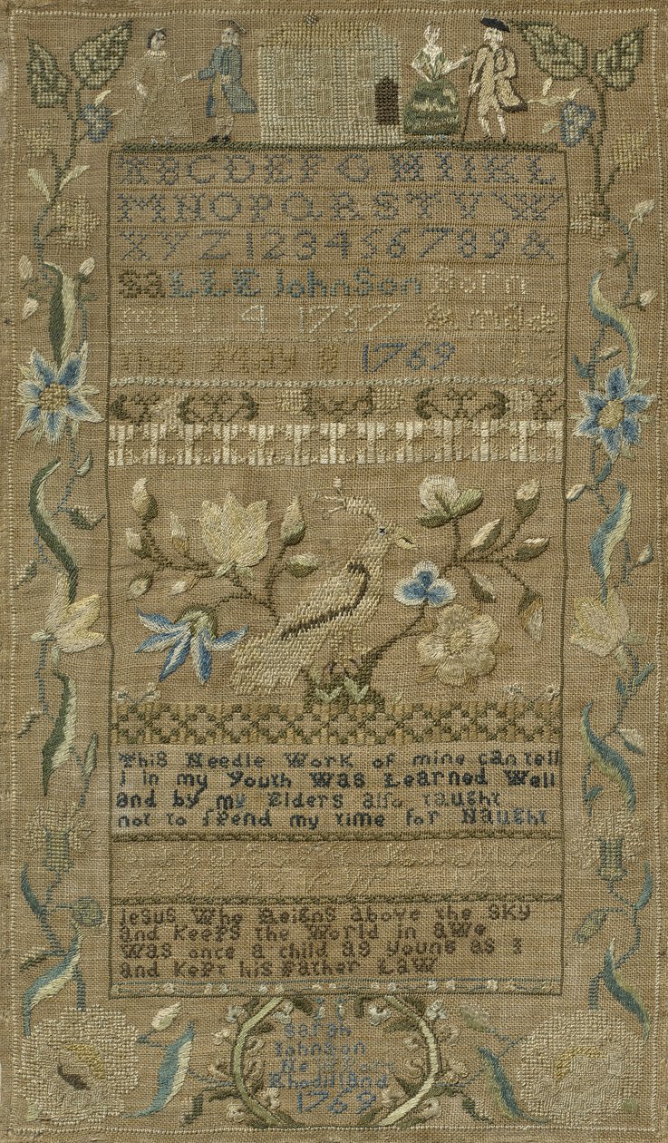 Sampler, 1769 (seda em linho) de Sarah Johnson