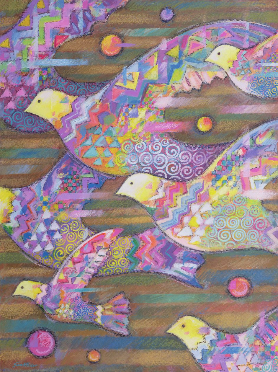Jetstream, 1998 (acrílico e pastel a óleo sobre papel) de Sarah Porter