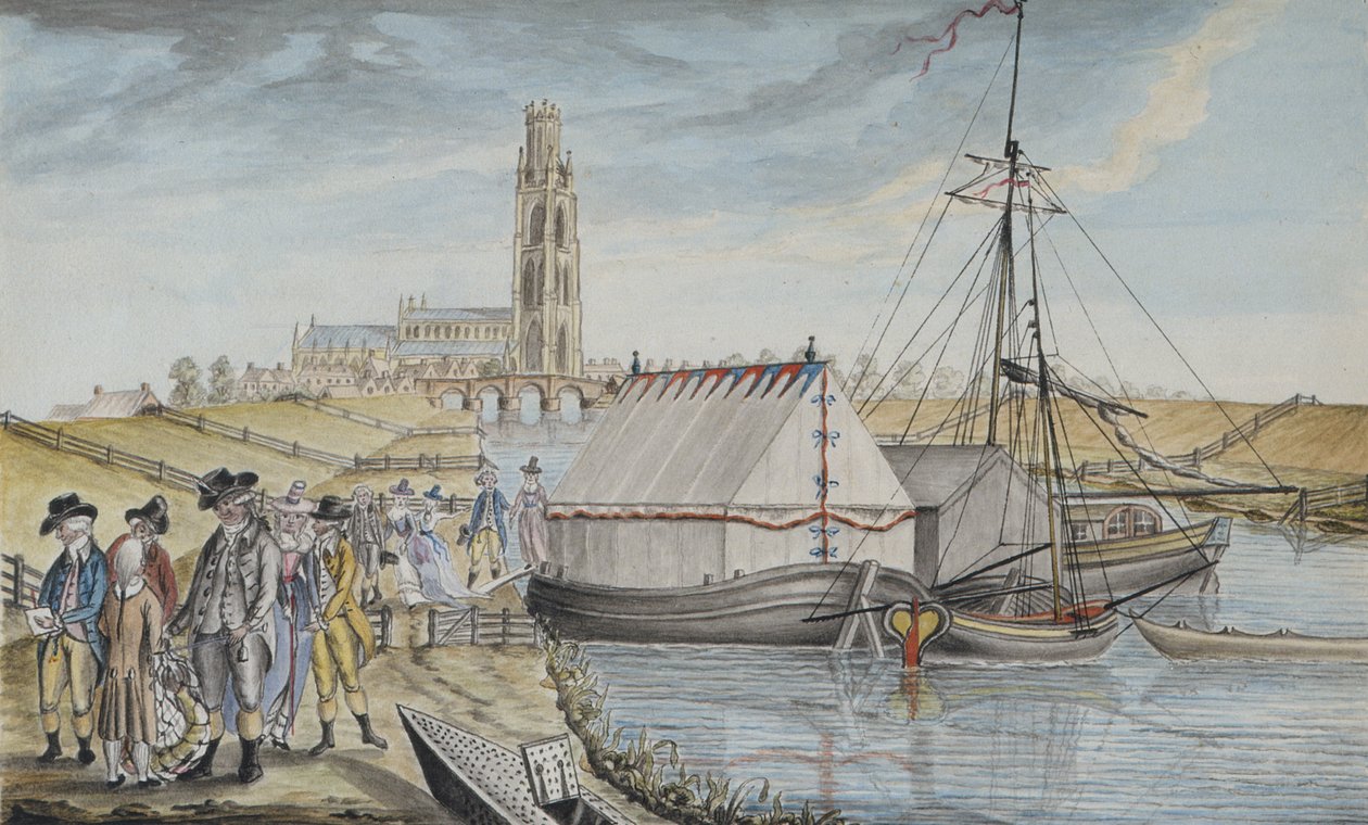 Pesando o peixe após um transporte, 1791 de Sir Joseph Banks Livro de pesca do rio Wytham em Lincolnshire, publicado em 1784-96 (caneta e tinta, com wc e guache sobre papel) de Sarah Sophia Banks