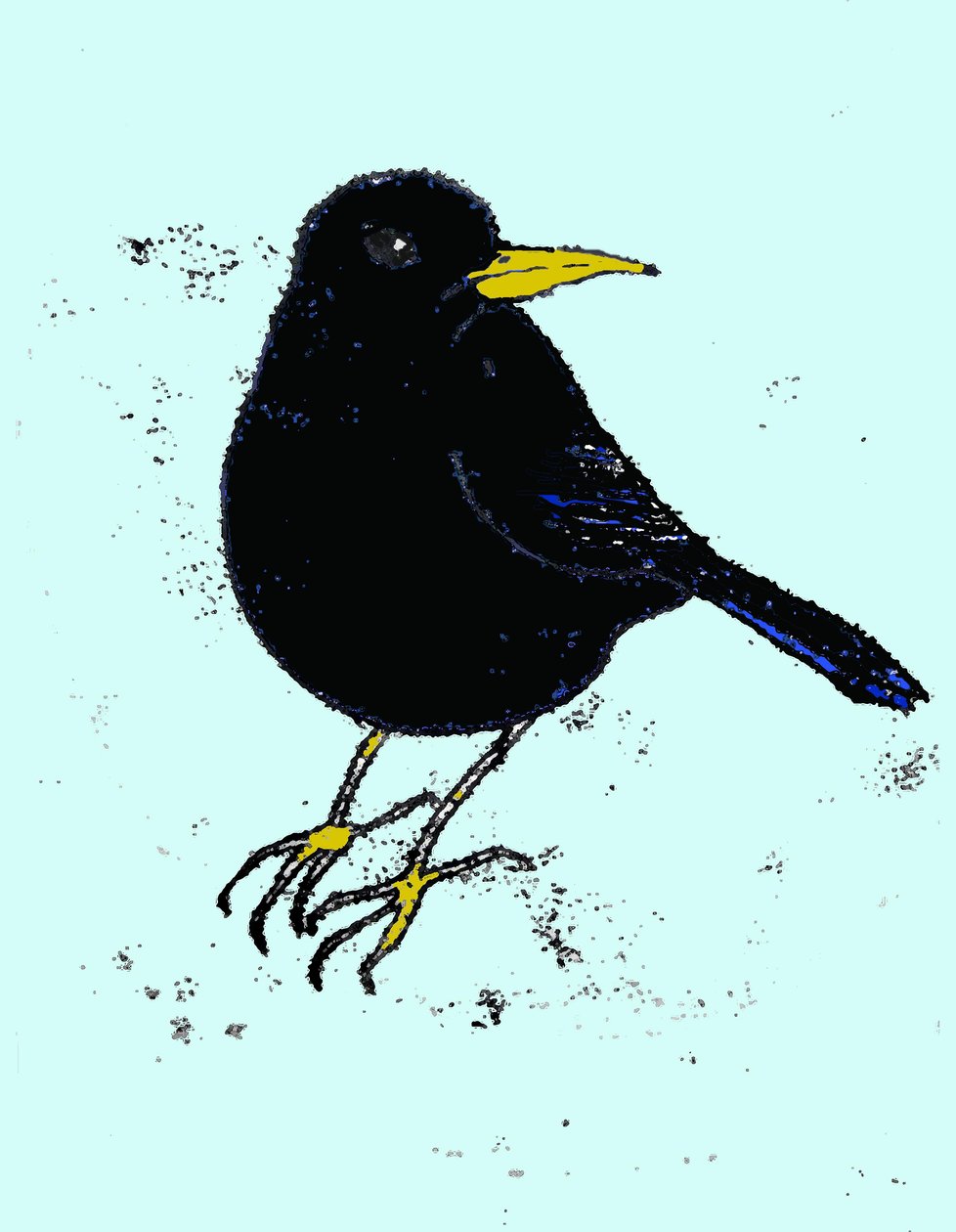 Melro-preto, 2009 (óleo e tinta no papel) de Sarah Thompson Engels