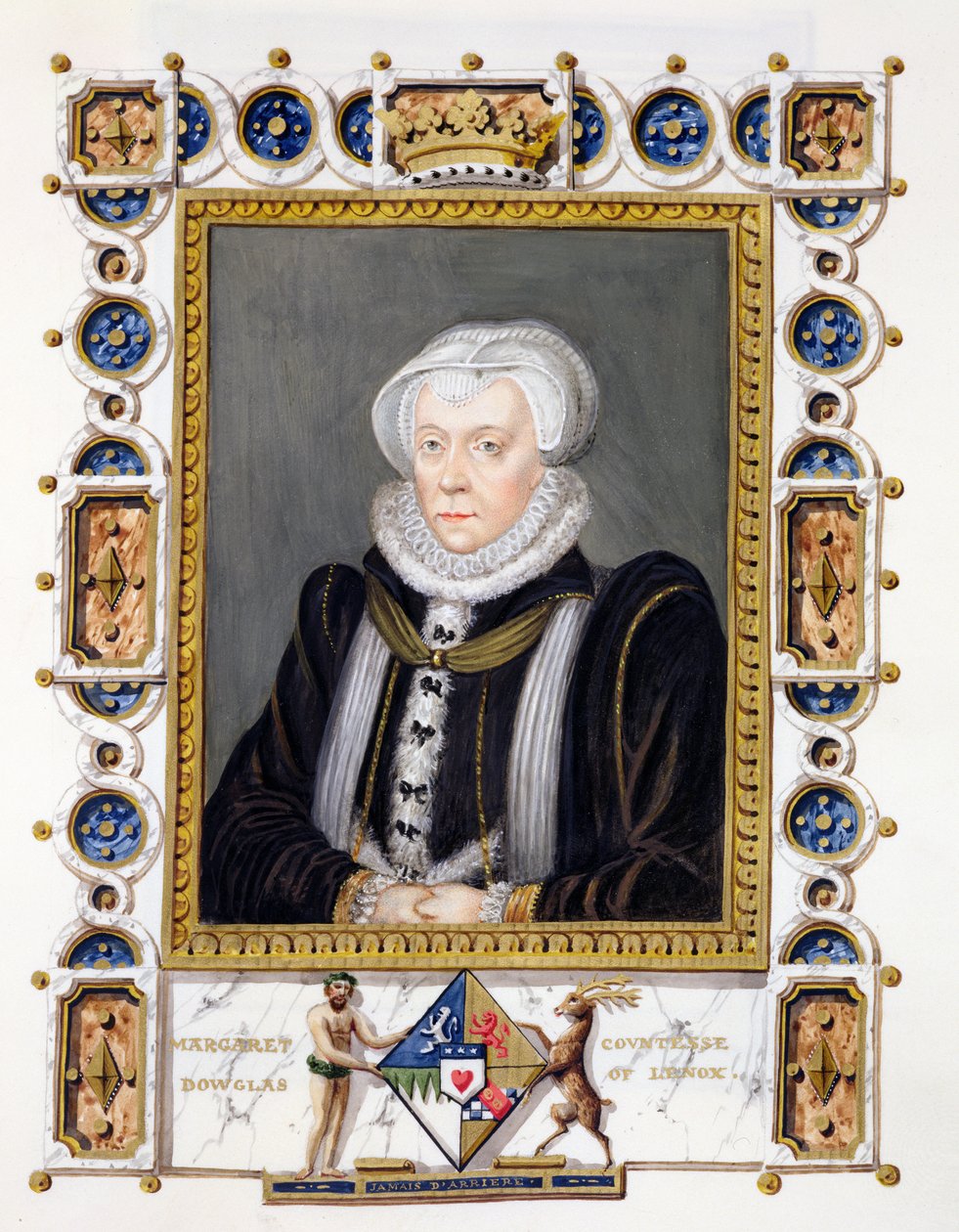 Retrato de Margaret Douglas (1515-78) Condessa de Lennox de &39;Memórias do Tribunal da Rainha Elizabeth&39;, publicado em 1825 (wc e guache sobre papel) de Sarah Countess of Essex