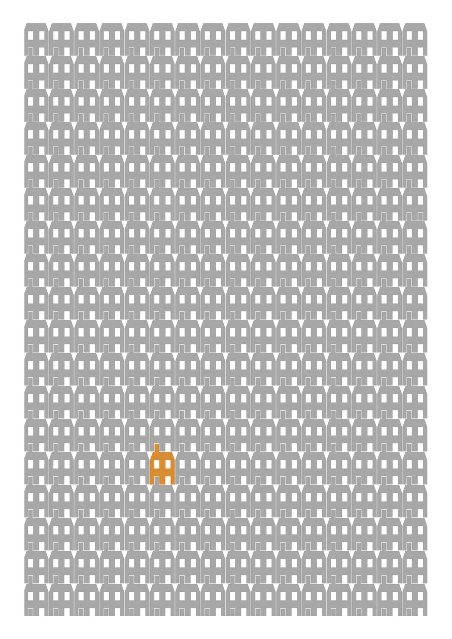 Repetição da impressão da casa de papel cinzento, 2014 (impressão gráfica giclee) de Sarah Evans