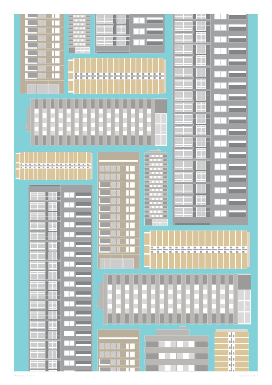 Bloco Moderno, 2014 (impressão gráfica giclee) de Sarah Evans