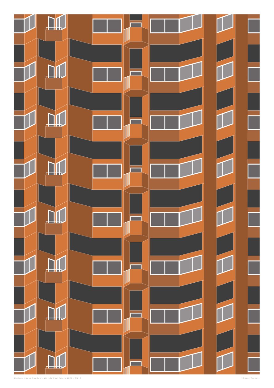 Worlds End Estate, 2014 (impressão gráfica giclee) de Sarah Evans
