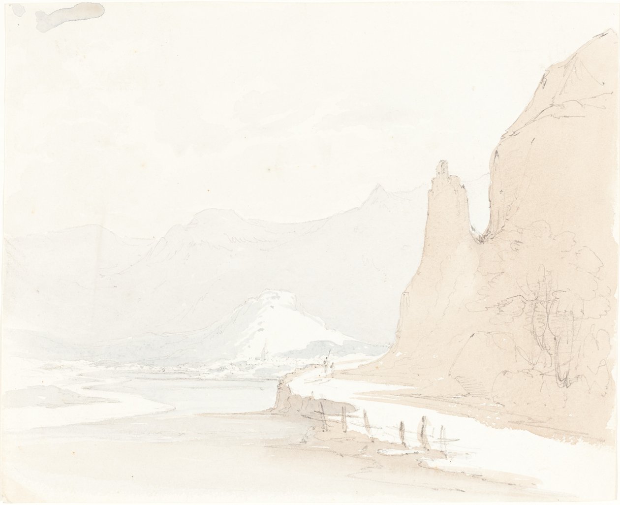 Paisagem suíça com uma vila à distância de Sarah Grace Lushington
