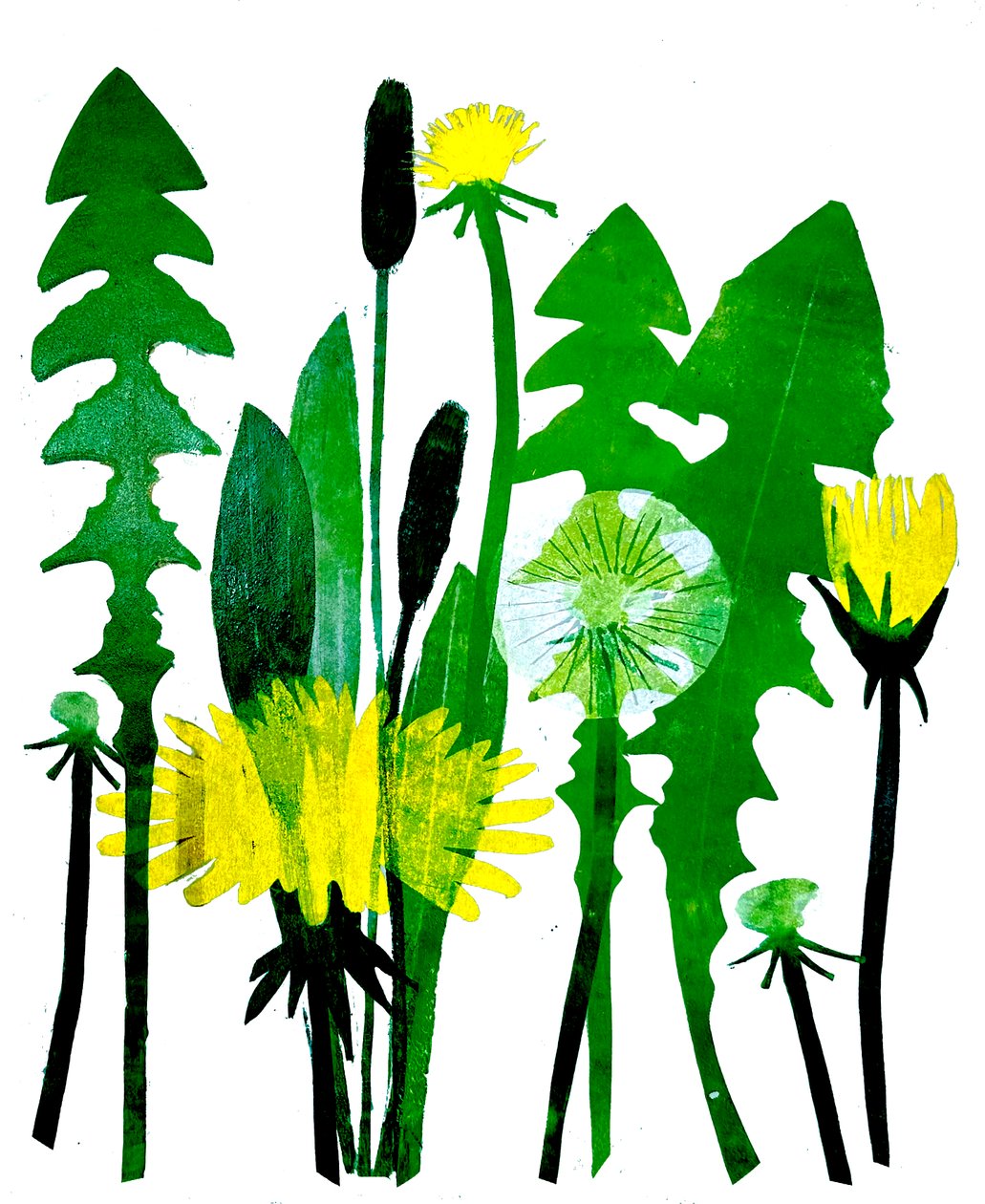 Dandelions, 2024 (óleo sobre tábua) de Sarah Thompson Engels