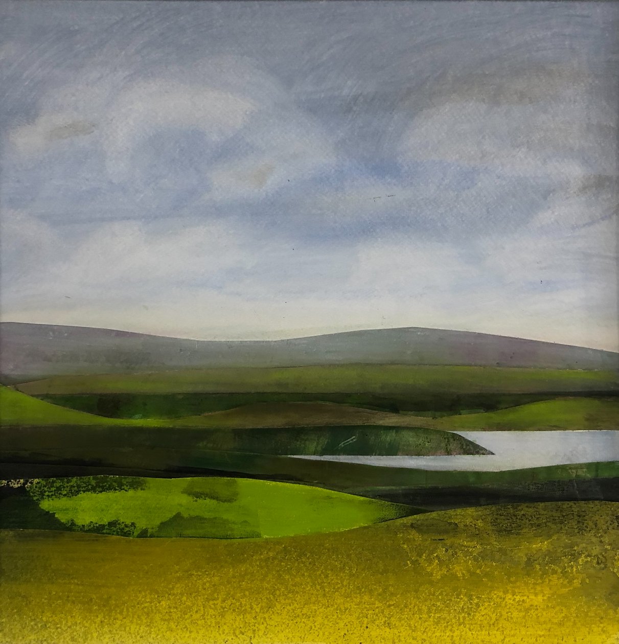 paisagem somerset aquática, 2023 (tinta sobre papel) de Sarah Thompson Engels
