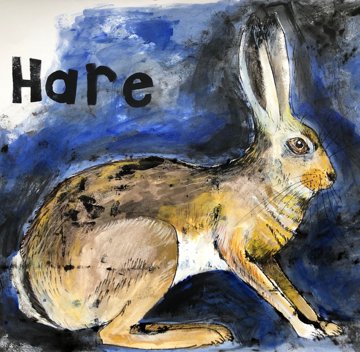 Hare,2021,(tinta sobre papel) de Sarah Thompson Engels