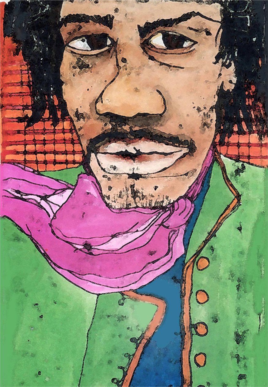 Hendrix (tinta sobre papel) 2020 de Sarah Thompson Engels