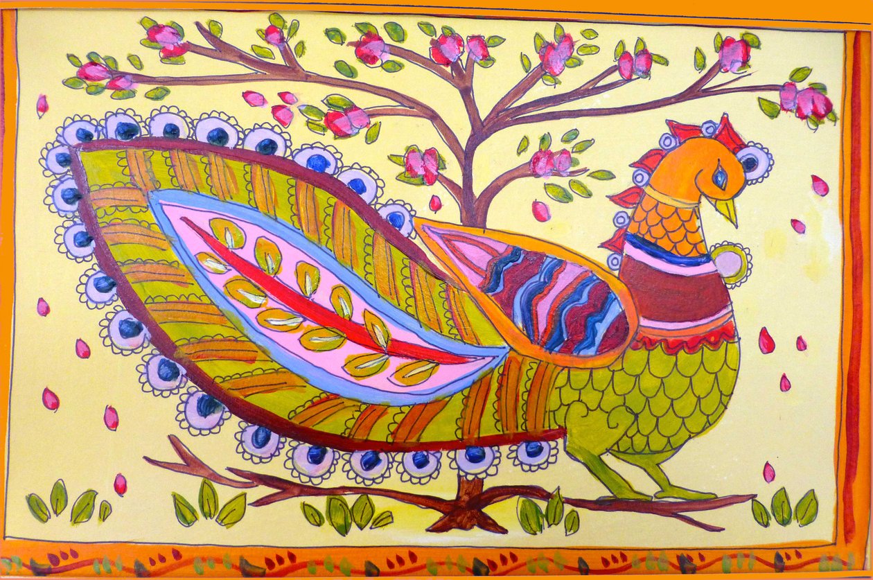 pavão indiano,2019,(aquarela) de Sarah Thompson Engels