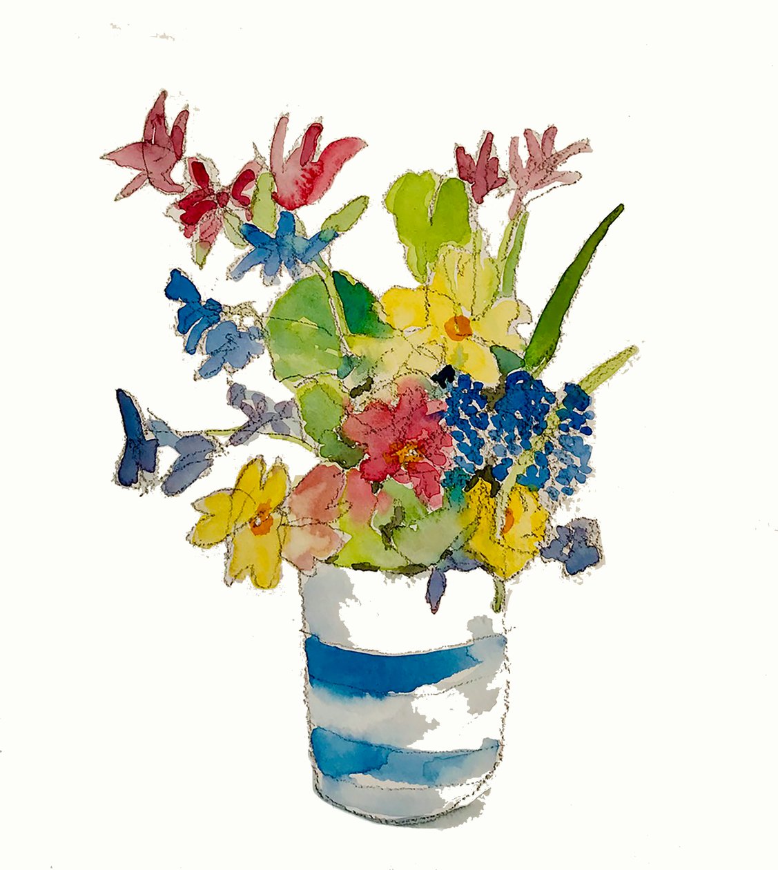 "Posy of flowers",2020 (aguarela) de Sarah Thompson Engels