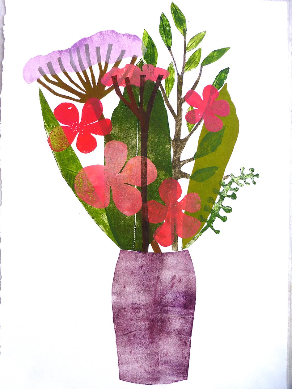Vaso roxo 2020 (monoprint) de Sarah Thompson Engels