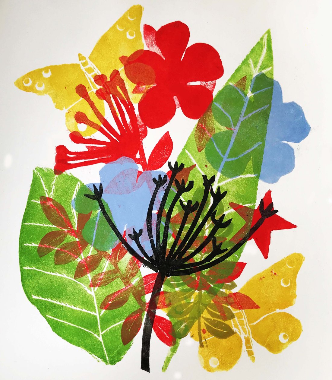 Seedheads and flowers, 2019 (ink monoprint) de Sarah Thompson Engels