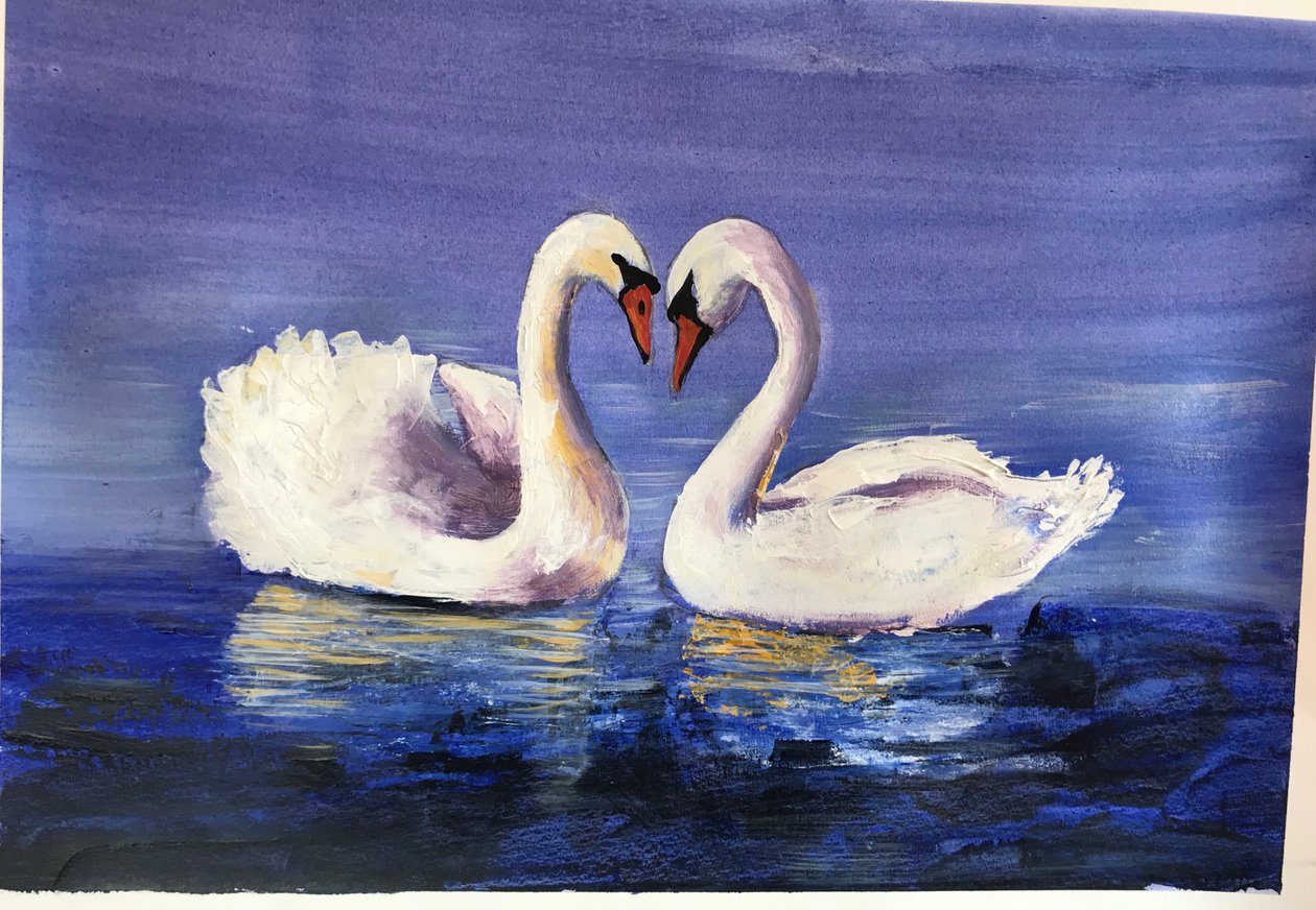 Cisnes, 2019 (acrílico) de Sarah Thompson Engels