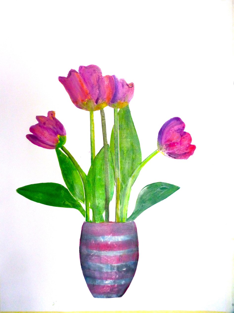 Tulipas 1, 2021 (tinta sobre papel) de Sarah Thompson Engels