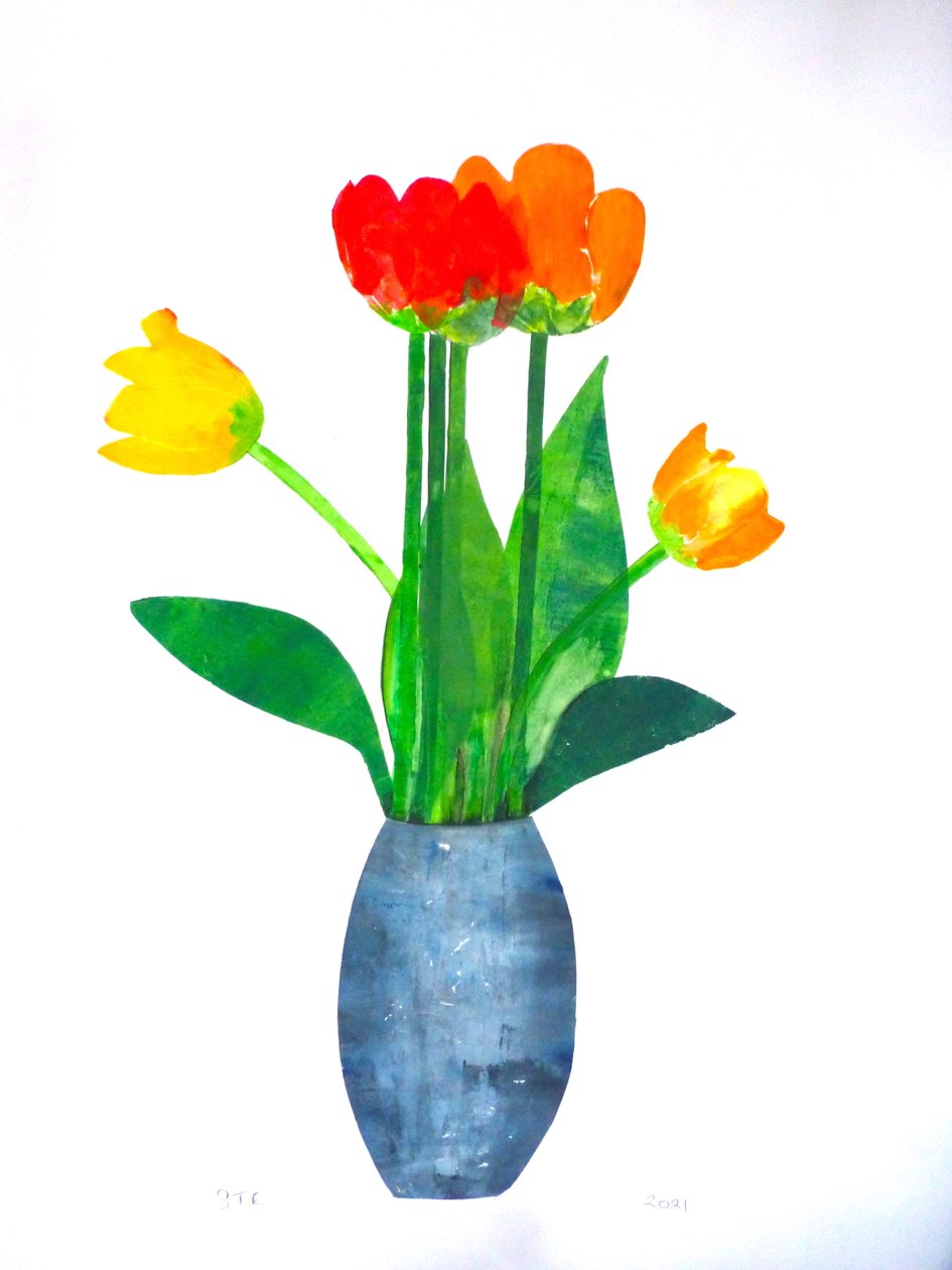 Tulipas 2,2021(tinta sobre papel) de Sarah Thompson Engels