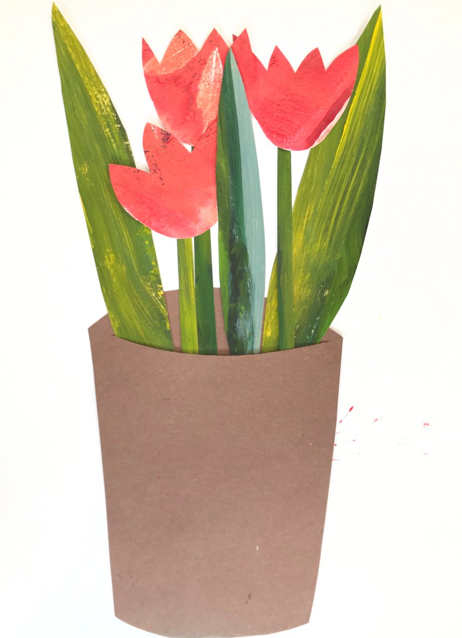 Tulipas em um pote,2018 (colagem) de Sarah Thompson Engels