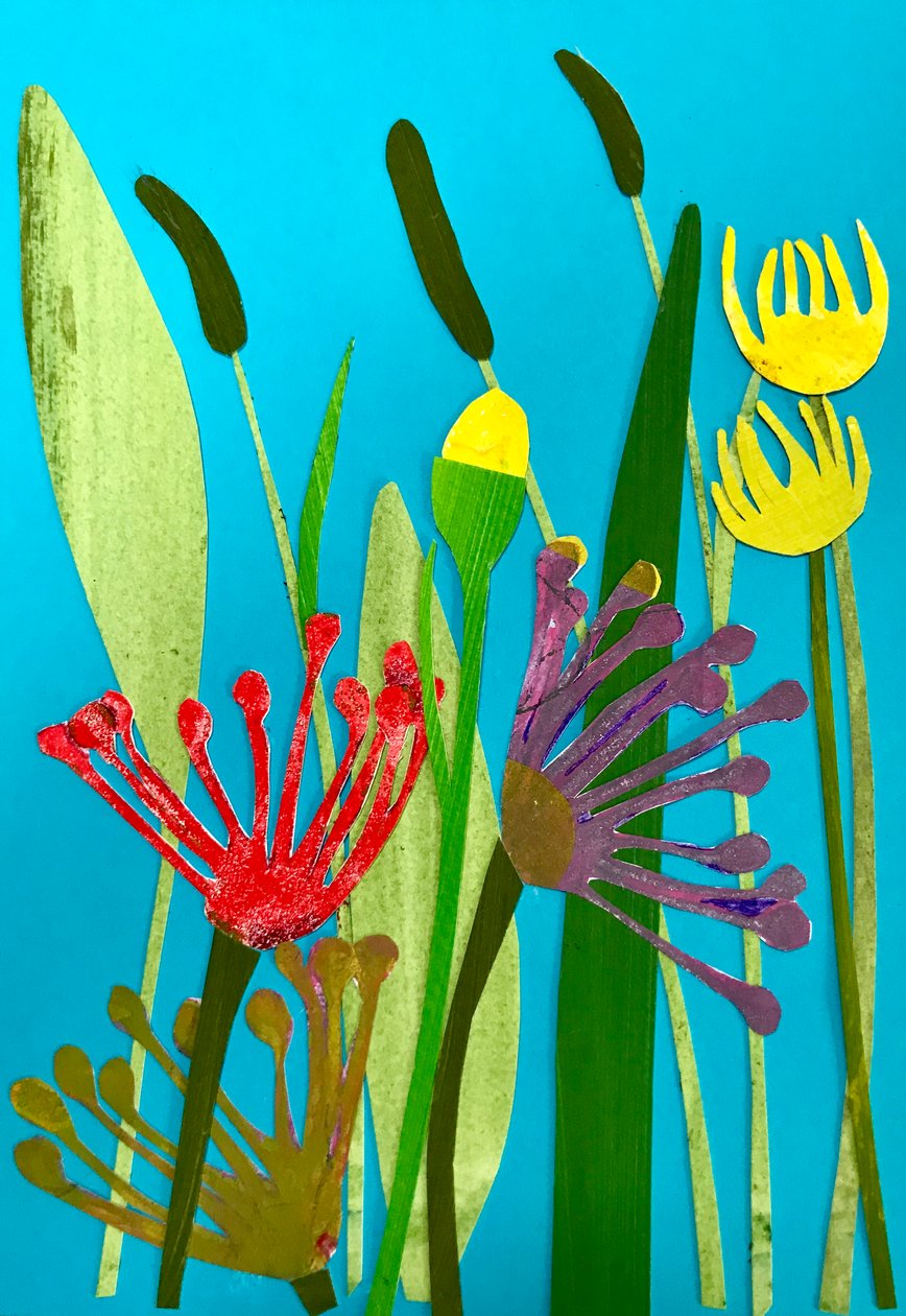 flores e gramíneas,2019 (colagem) de Sarah Thompson Engels