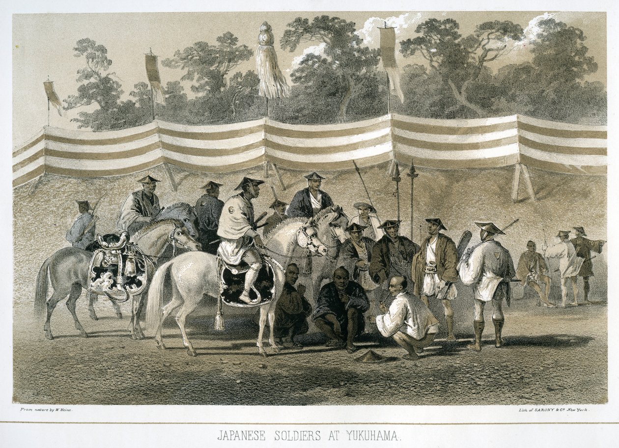 Soldados japoneses em Yukuhama, Japão, c1845 de Sarony and Co