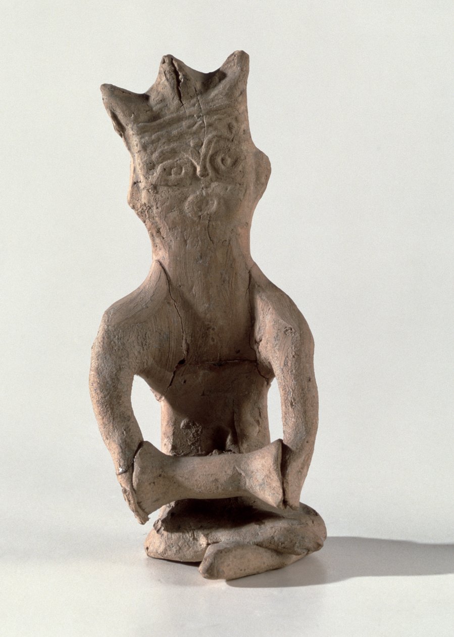 Figura de pernas cruzadas com um objeto pensado para ser um tambor, de Susa, Irã, 4º-6º século dC (osso) de Sasanian School