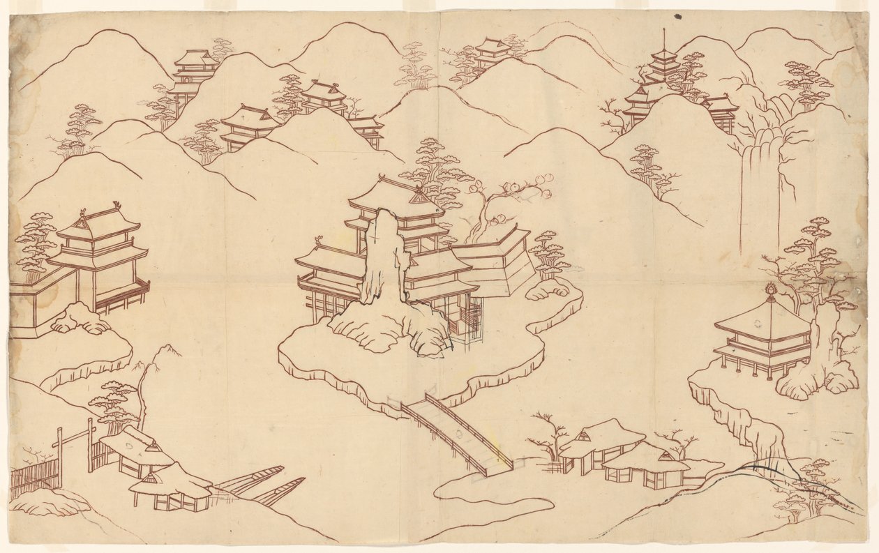 Paisagem de estilo chinês de Sasaya (workshop of)