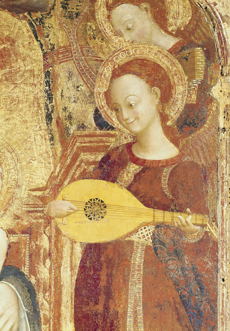 Virgem e Criança Entronizado com seis anjos, detalhe de um músico angelical, 1437-44 (ver 95743) de Stefano Sassetta