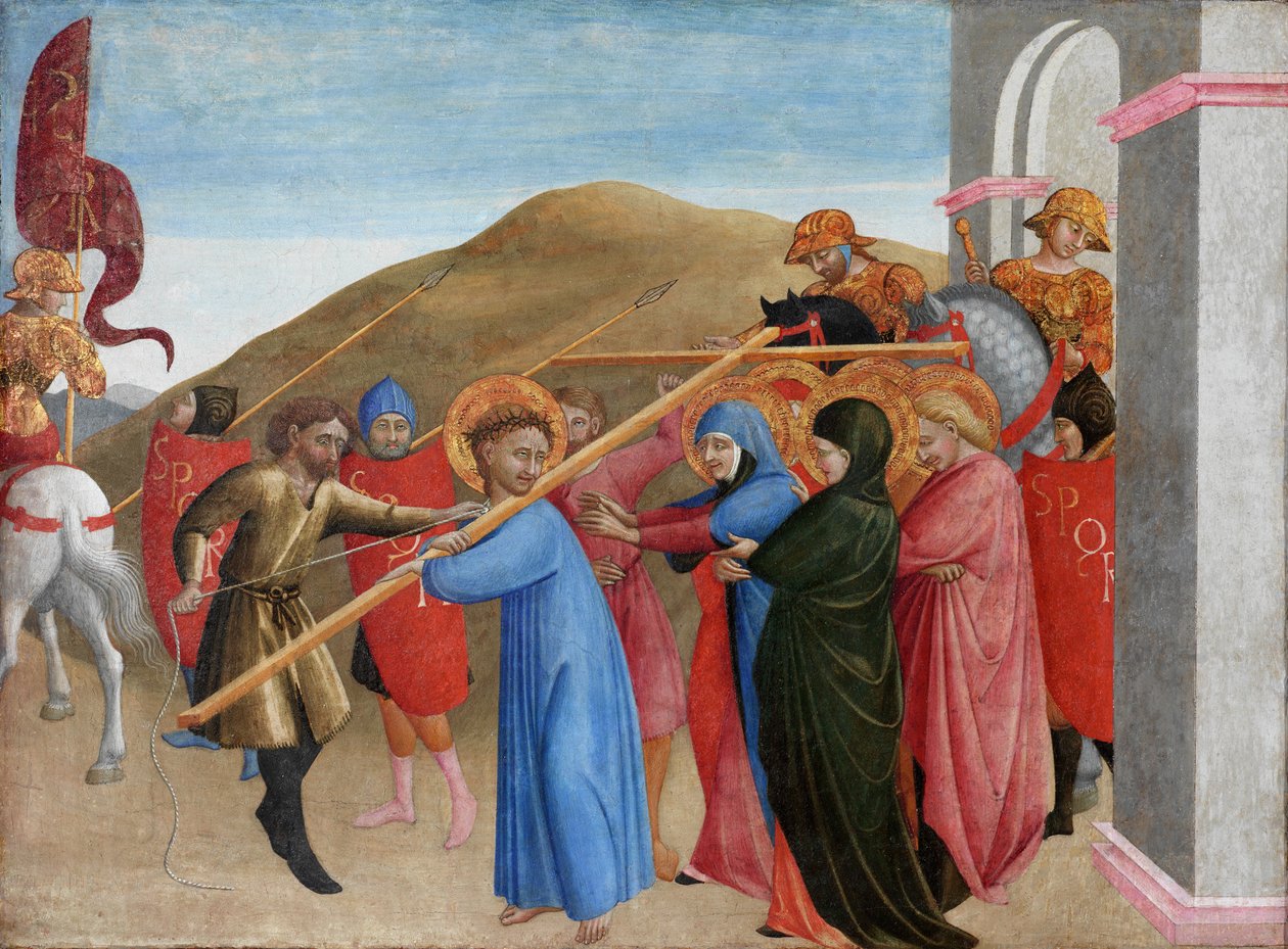 A Procissão ao Calvário, 1437-1444 (tempera no painel) de Sassetta c.1392 1450 Sassetta c.1392 1450