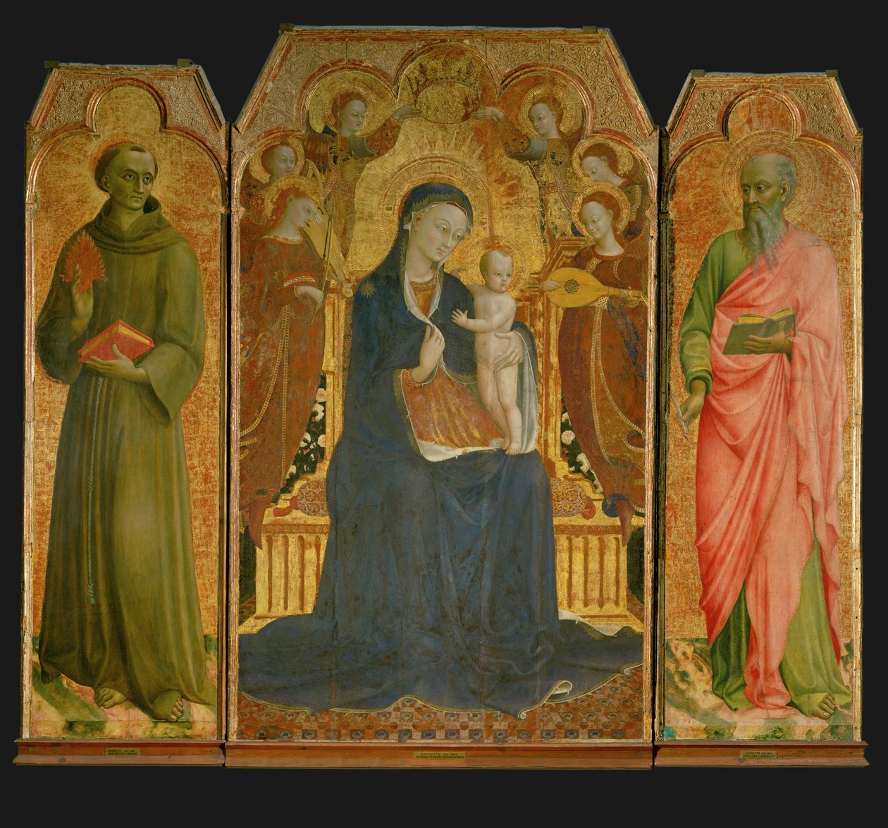 Políptico. Centro: Nossa Senhora e o Menino rodeados ... de Sassetta (c.1392 1450)