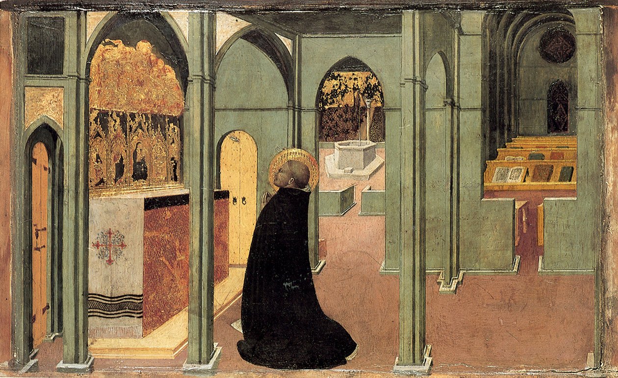 São Tomás de Aquino em oração, ca 1428-1432 de Sassetta
