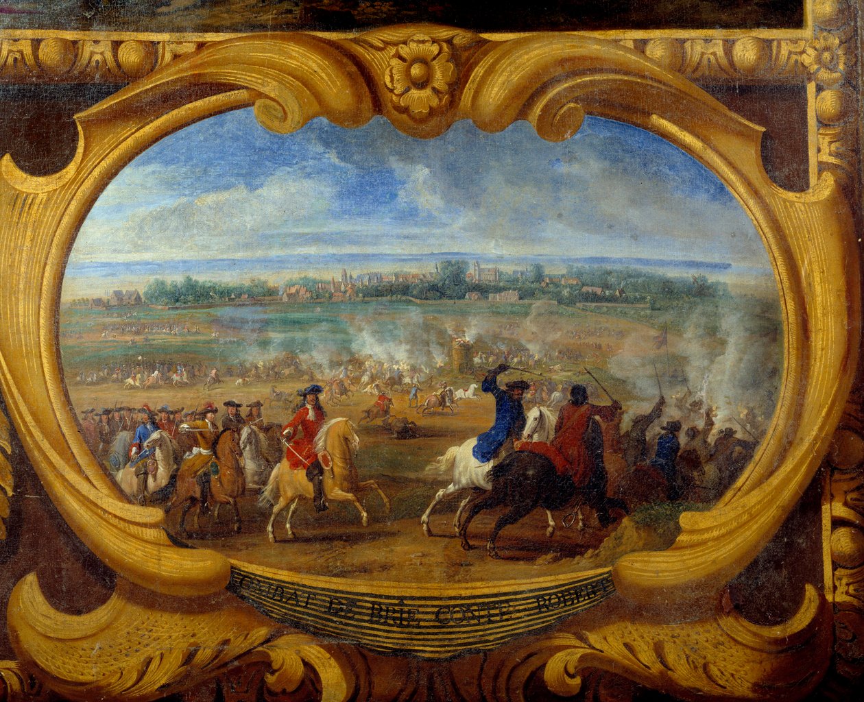 As Ações de Louis II Príncipe de Bourbon Conde (Bourbon-Conde) conhecido como Grand Conde (1621-1686), Batalha do Conde Brie Robert Detail, Pintura do Salvador Le Conte (Leconte, Le Comte, Lecomte) (1659-1694) Chantilly do século XVII, Musee Conde de Sauveur Le Conte