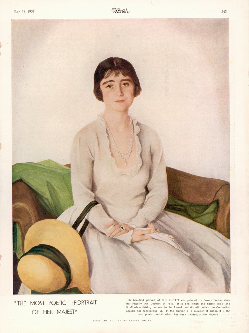 Retrato de Sua Majestade a Rainha Isabel (1900-2002) de "The Sketch de Savely Sorine