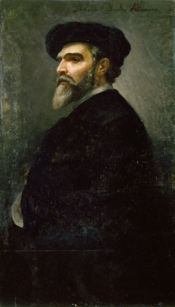 Auto-retrato de Saverio Francesco Altamura (1822-1897), óleo sobre tela de Saverio Altamura