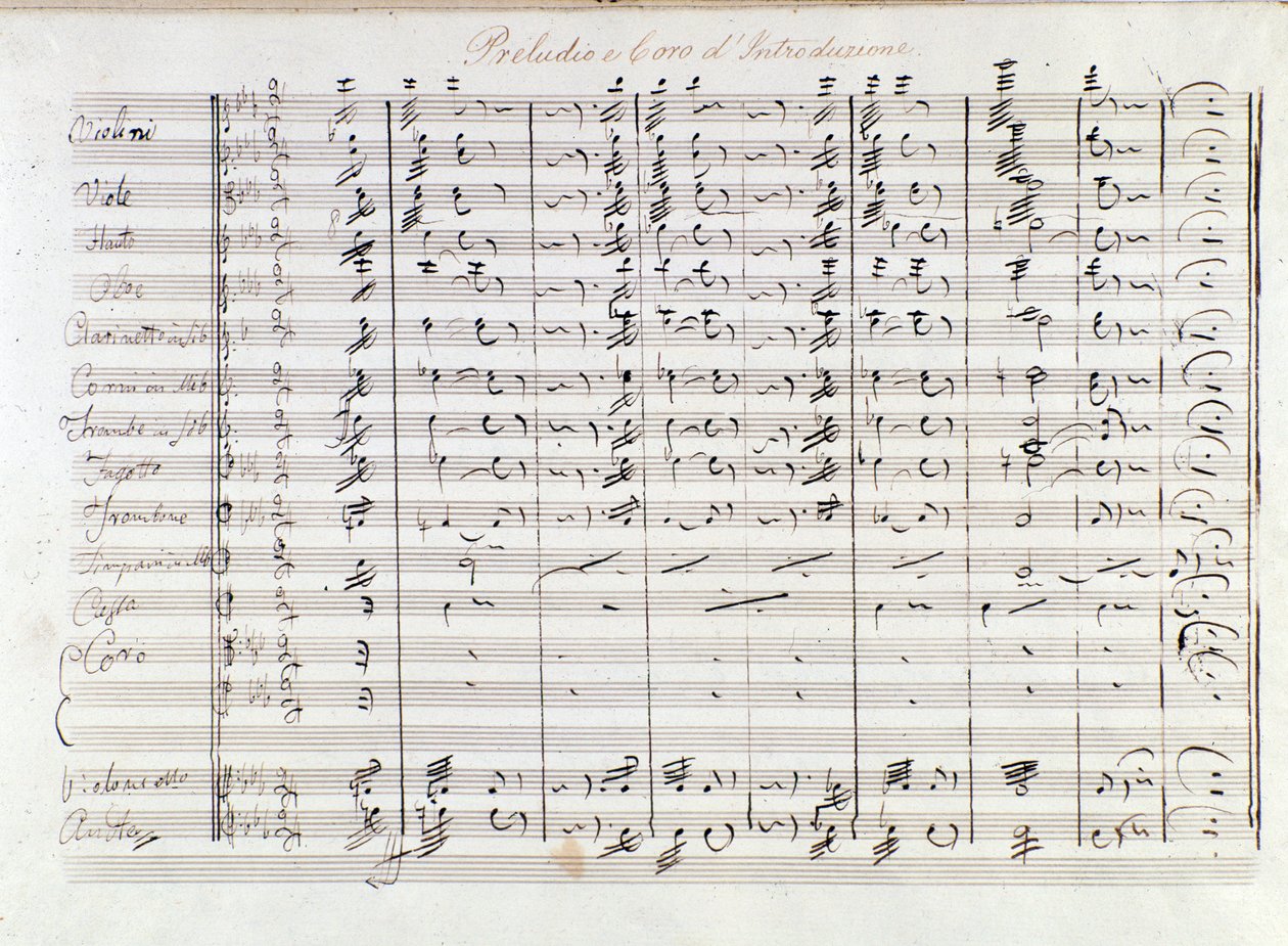 Primeira página do prelúdio da ópera Il bravo de Mercadante (1842) de Saverio Mercadante